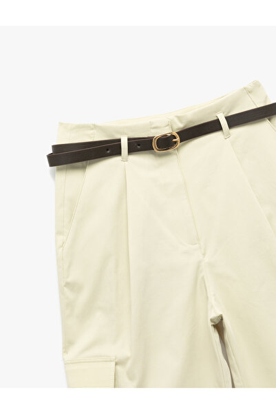 Koton Pamuklu Kargo Cepli Yüksek Bel Kemerli Jogger Pantolon