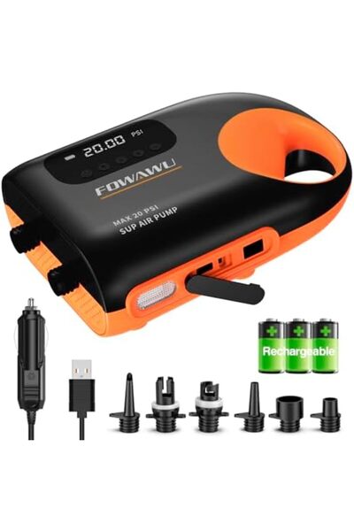 Generic FOWAWU SUP Pump: Intelligent Dual Stage Inflation/Deflation, Auto-Off, DC 12V Car Connector