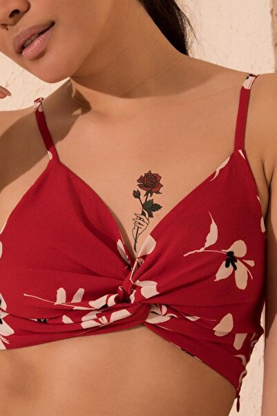 HEDİYEVİM Unisex Gül Geçici Dövme, Kol,bilek Göğüs Dövmesi, Tattoo Kırmızı
