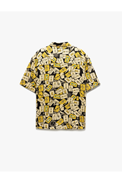 Koton Πουκάμισο με κοντό μανίκι με σχέδιο από βισκόζη με κουμπιά