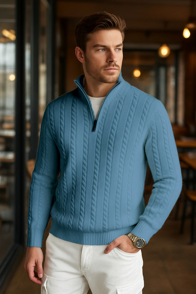 Pampino Zippered Men's Sweater - Comfortable and Stylish Knitwear Model