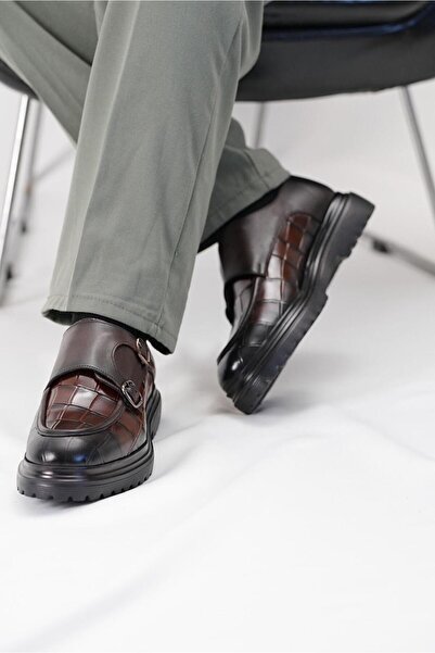 TETRİ Natali Model Hakiki Deri El Yapımı Erkek Kahverengi Kroko Deri Casual A...