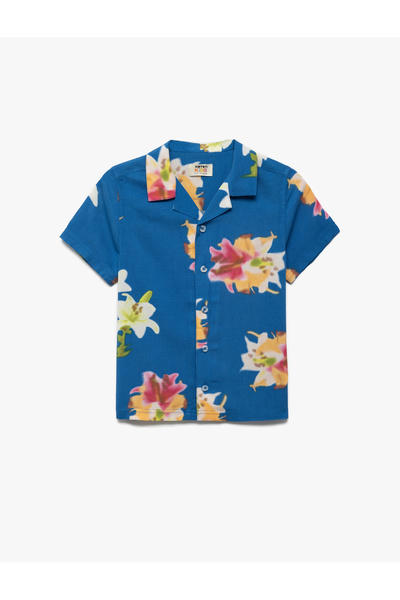 Koton Cămașă din viscoză cu mâneci scurte și nasturi cu model floral