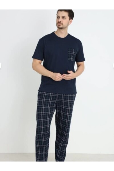 Aro 350-08-25 100% Cotton Men's Short Sleeve Plaid Pajamas Set