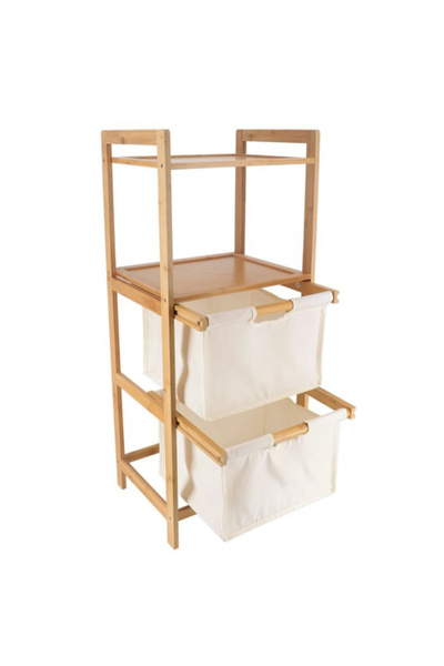 Tendance 2-Shelf Dual Basket Bamboo Wood Laundry Storage Unit