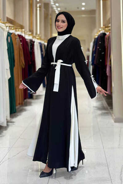 Bym Fashion Bow Detailed Abaya Dress Set 3955 Black