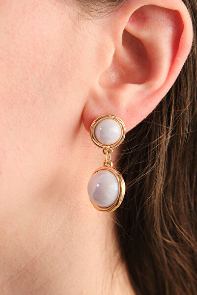 AURRARİ Gold Sallantılı Taşlı Yuvarlak Küpe