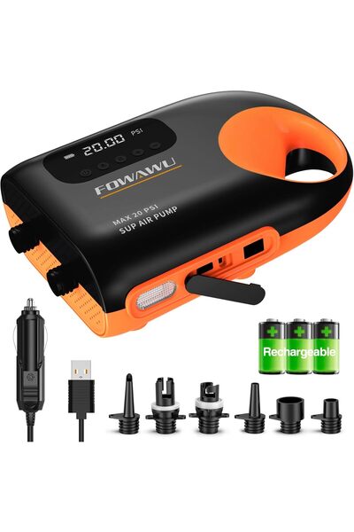 Generic FOWAWU SUP Pump: Intelligent Dual Stage Inflation/Deflation, Auto-Off, DC 12V Car Connector