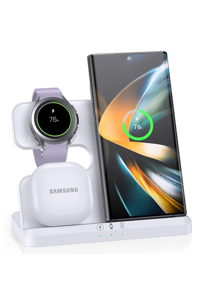 Elindor Încărcător rapid wireless 3 în 1, universal, 10W, alb