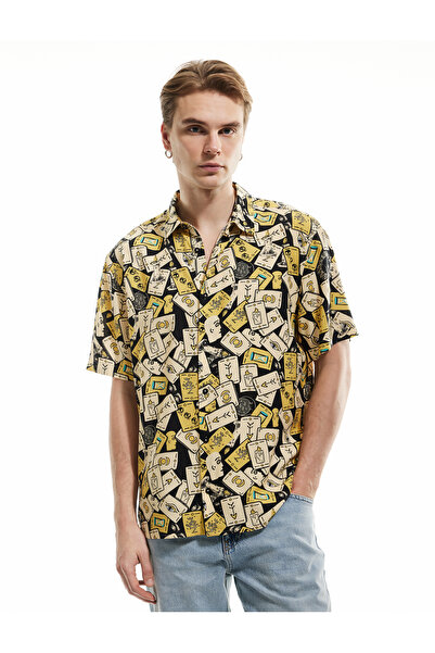 Koton Πουκάμισο με κοντό μανίκι με σχέδιο από βισκόζη με κουμπιά