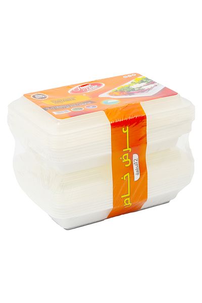 Homemate Home Mate White Rectangular Container with Lid 840ml – Microwavable | 12 Pcs (2x6)