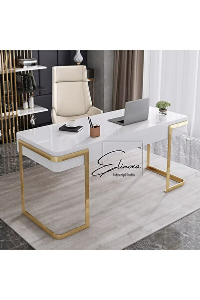 Elinoxa 720-0254 Metal Ayaklı Ofis Bilgisayar Masası Çekmeceli Çalışma Masası...