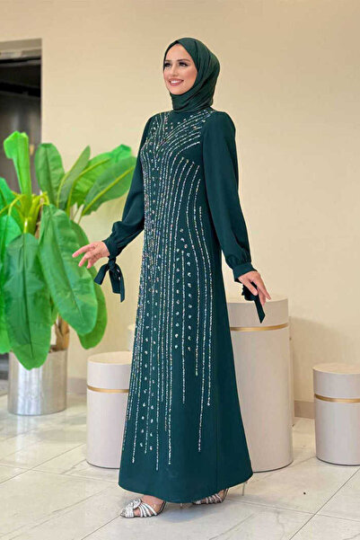 Bym Fashion Φόρεμα με λεπτομέρεια από πέτρα 3935 Σμαραγδένιο