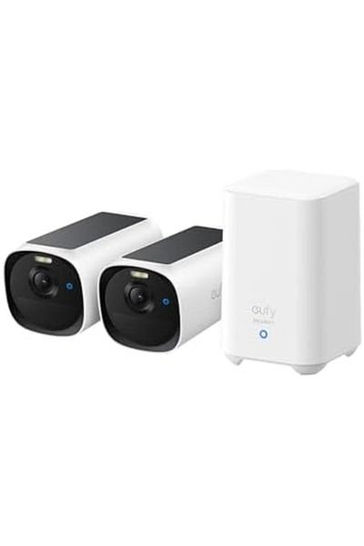 Eufy Security eufyCam E40 2-Cam Kit (HomeBase 2) Solar Security Camera Outdoor Wireless, 2K Resoluti