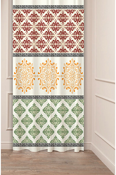 GREENDECOR Authentic, Anatolian, Ethnic Patterned Special Design Digital Printed (Single Wing) Modern Stylish Background Curtain