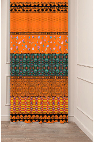 GREENDECOR Perdele de fundal modernă și elegantă, autentică, anatoliană, cu model etnic, cu design special digital cu imprimeu (cu o singură aripă)