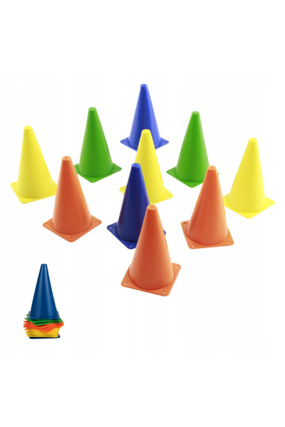 DUNLOP مجموعة مخروط تدريب بلاستيكي من 10 قطع، مقاس 23.5 × 14 سم