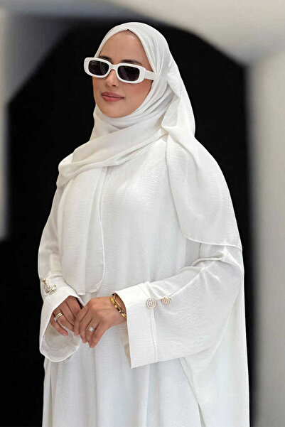 Bym Fashion Tunic Trousers with Sleeve Button Detail Double Set 8688 Ecru