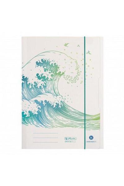 Herlitz A4 folder, recycled cardboard, with elastic, Wave motif,