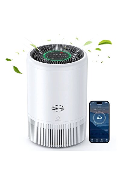 BRAGUS Air purifier, smart Wi-Fi control, digital, sleep mode, 3in1 HEPA H13 filtration, white