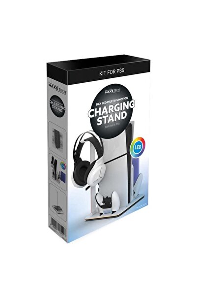 MaxxTech PS5 Multifunctional Charging Stand with LED, Fan & Storage,