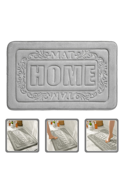 Elindor Universal Bath Mat, Memory Foam, Absorbent, Non-Slip, Memory Foam, 50×80 cm, HOME Model, Grey