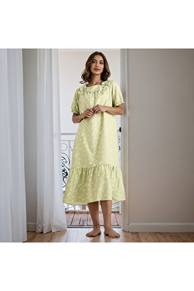 FAV Floral Print Square Neck Night Dress