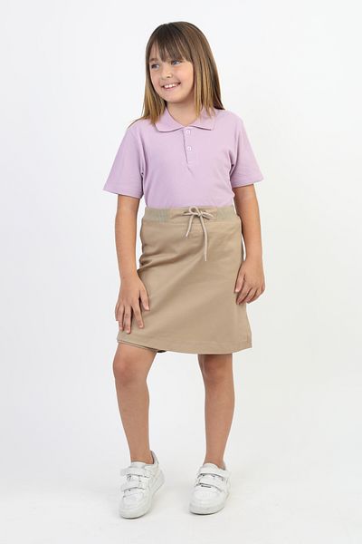 SLOBODA Girl's Ribbed Lace Beige School Skirt