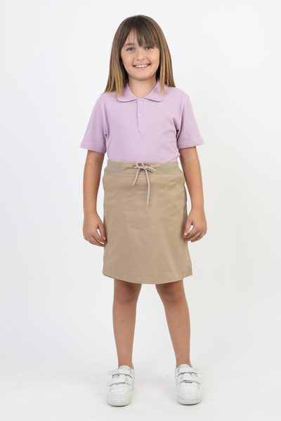 SLOBODA Girl's Ribbed Lace Beige School Skirt