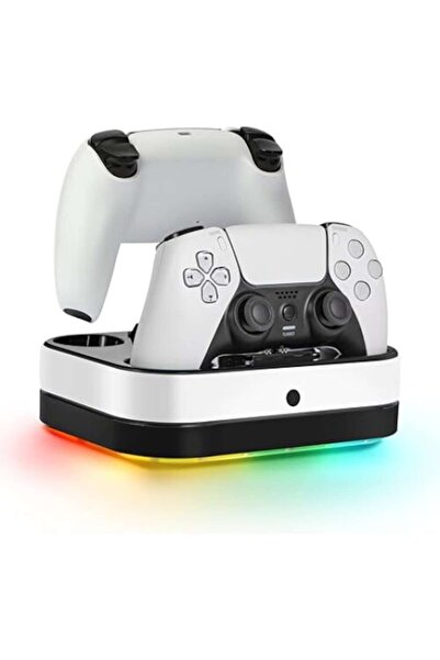 OEM Σταθμός φόρτισης PS5 για δύο χειριστήρια DualSense, 9 φώτα RGB, καλώδιο φόρτισης Type-C