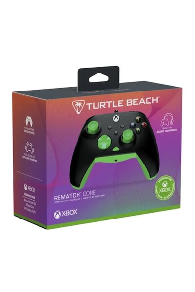Turtle Beach Controler cu fir Rematch Core, negru/verde, ergonomic, pentru Xb...