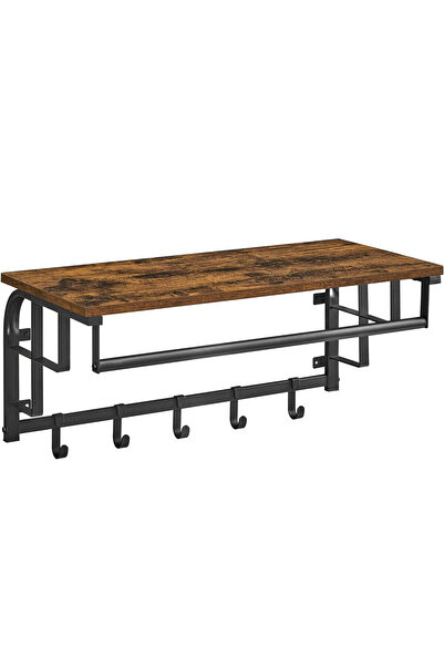 VASAGLE Cuier de perete cu raft de depozitare, 5 carlige detasabile, 30x66x27...