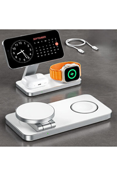 Elindor Încărcător wireless portabil Magsafe 3 în 1, încărcător rapid Qi de 1...