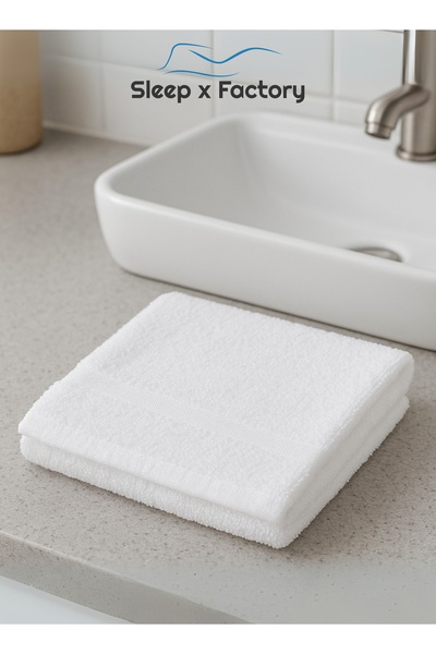 Sleep x Factory White Face Towel – 100% Cotton, Soft & Quick-Dry – 33x33 cm