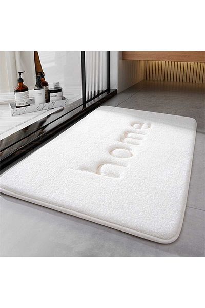 Elindor HOME Bath Mat, Memory Foam, Absorbent, Anti-Slip, 50×80 cm, White