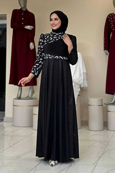 Bym Fashion Simli Taş Detaylı Abiye 3934 Siyah