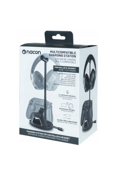 Nacon Set Statie de incarcare pentru casti si controller Negru