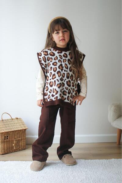 NURTOPU Knitwear Girl's Set Quality 3-Piece Top Knitwear Inside Bdi Bottom Linen Pants