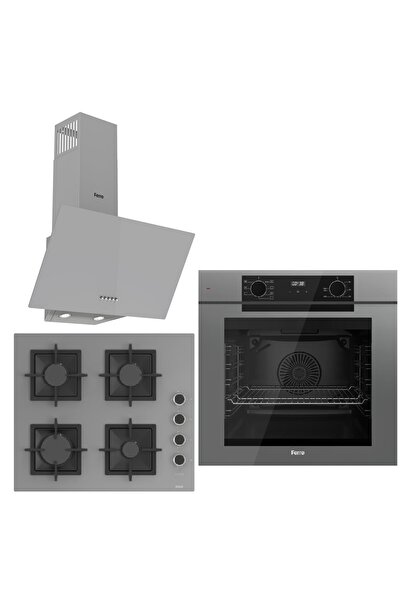 Ferre Grey FryArt 3 lü Ankastre Set ( QEP63CPR - SC208-FA - D088 ) Döküm Izgara