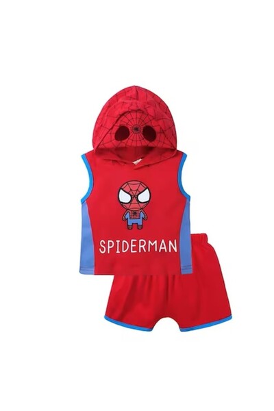 One Derya Summer boys' set with Spiderman print, shorts, 100 cm, 2-3 years, One Derya, Red, Cotton