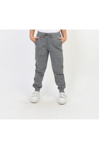 SLOBODA Unisex Ribbed Lace up Longs Elastic Gray Tracking Pants