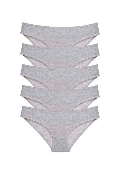 toganshop 5 Pieces Super Eco Set Lycra Women's Slip Panties Gray
