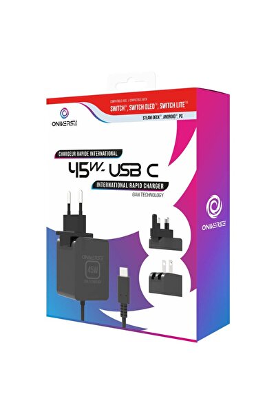 Oniverse Rapid Charger Oniverse, Black, 45W, USB-C, Compatible with NSW, with 1.5-meter Cable