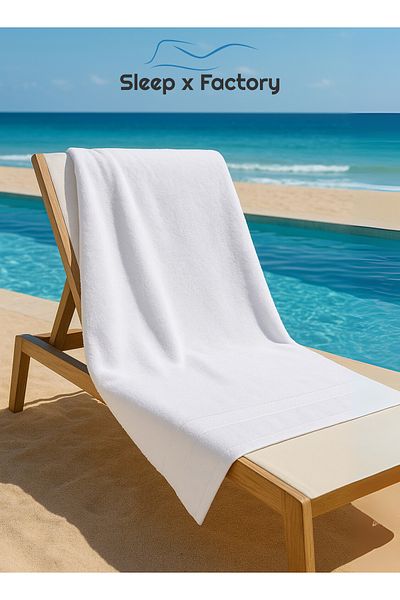 Sleep x Factory White Bath Sheet – 100% Cotton, Extra-Large, Soft & Absorbent – 90x180 cm