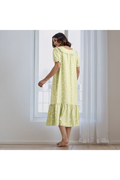 FAV Floral Print Square Neck Night Dress