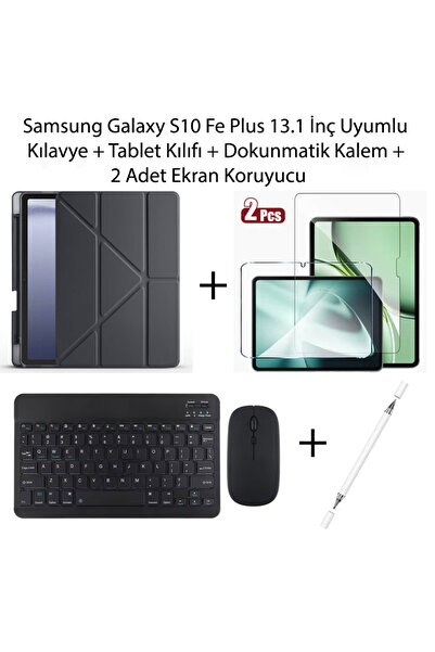 Yesnıce Samsung Galaxy S10 FE Plus 13.1 İnç Uyumlu Standlı Kılıf Ve Dokunmatik Kalem Ve Klavye Set