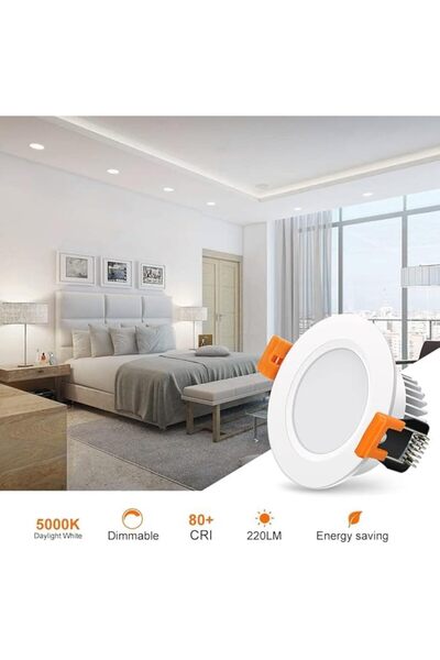 Duravel 7W LED Recessed Downlight, 4000K Daylight White, 2 Inch Dimmable, 4 Pack