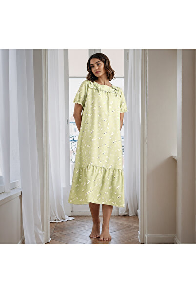 FAV Floral Print Square Neck Night Dress