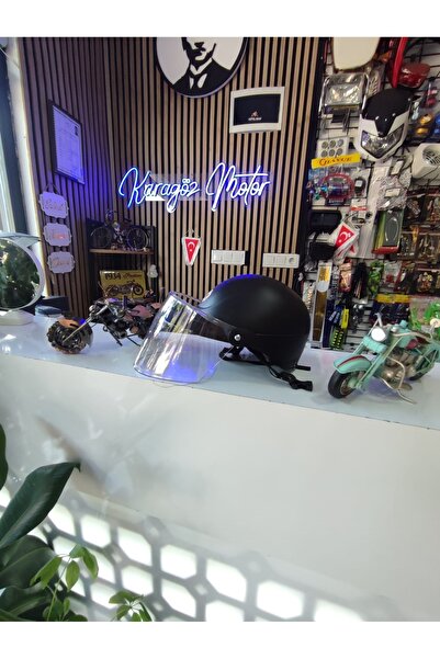 karagöz motor Motorsiklet Camlı Jokey Kask Siyah