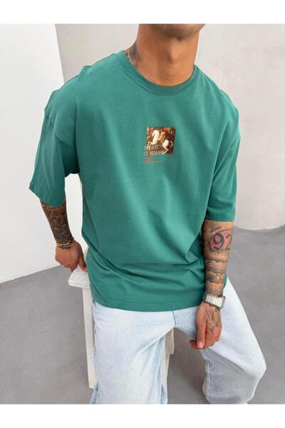 KağanKY Coral Green Oversize Printed T-Shirt